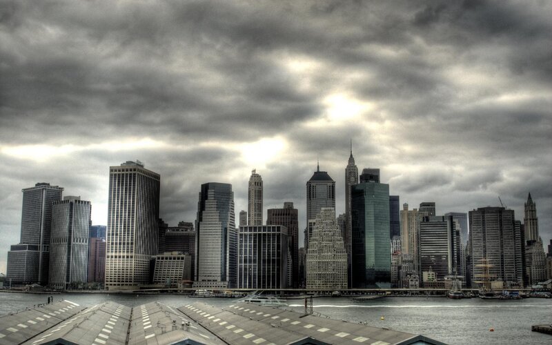 Manhattan Skyline — Gray, Dramatic
