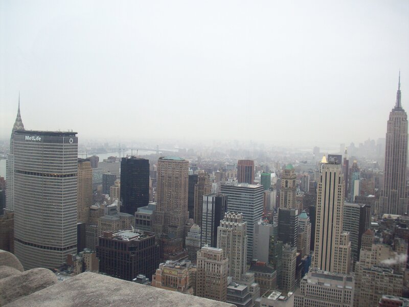 Manhattan skyline on a foggy day