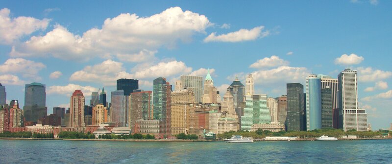 Manhattan skyline on a sunny day
