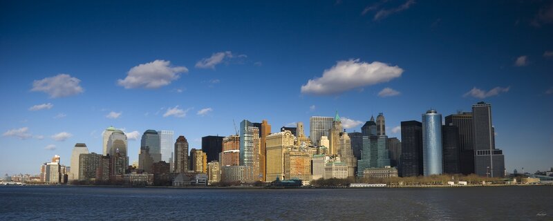 Manhattan skyline on a sunny day
