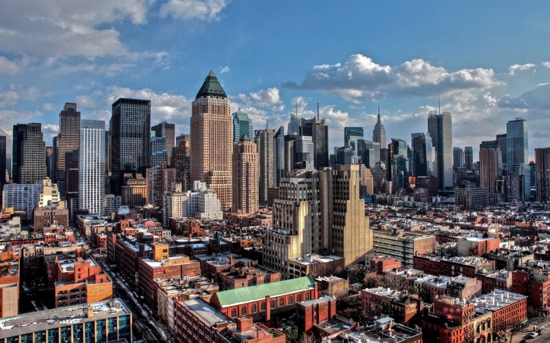Manhattan skyline on a sunny day