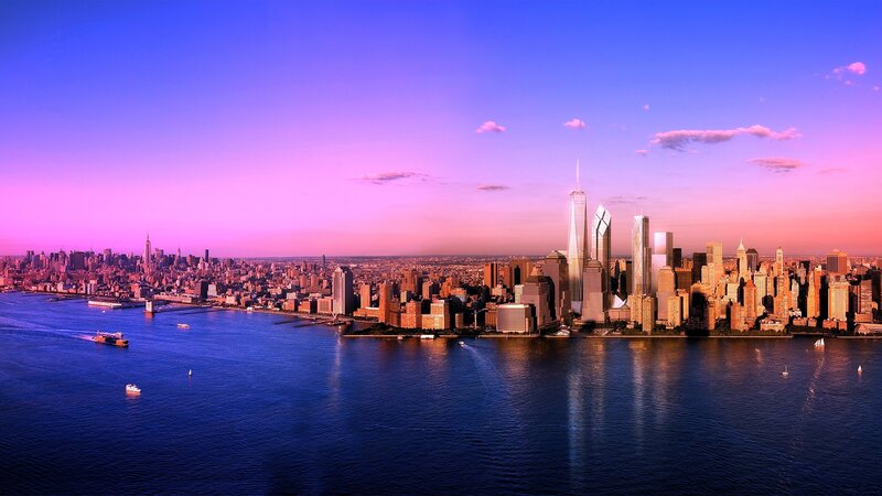 Manhattan Skyline — Purple, Dramatic, Sunset