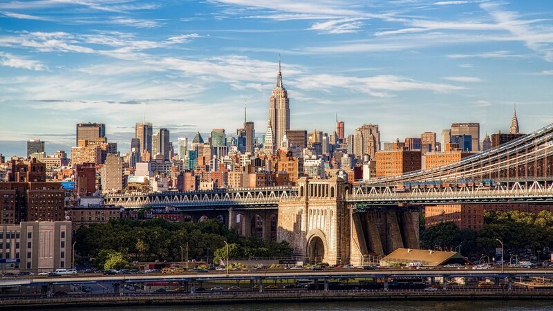 Manhattan Skyline View — Blue, Serene