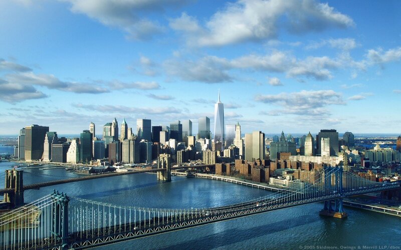 Manhattan skyline with bridges