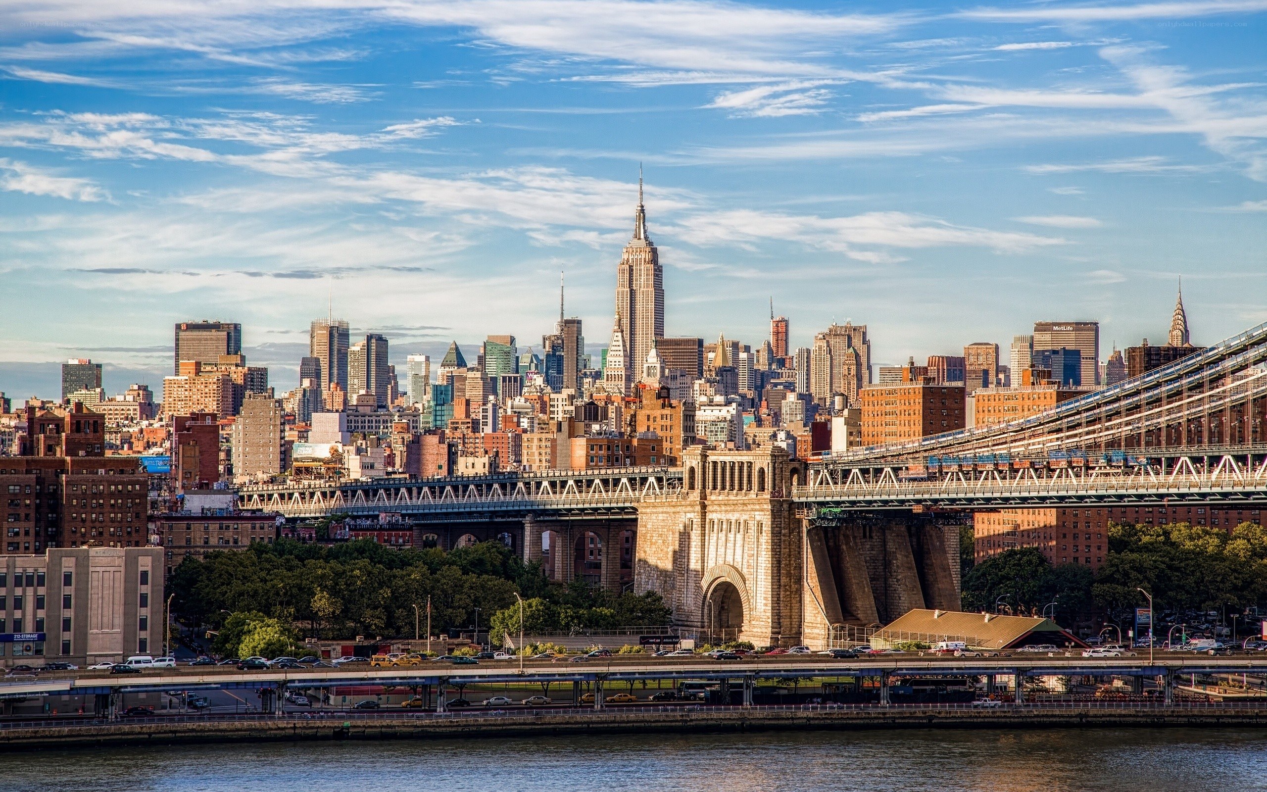 Manhattan skyline with Brooklyn Bridge
