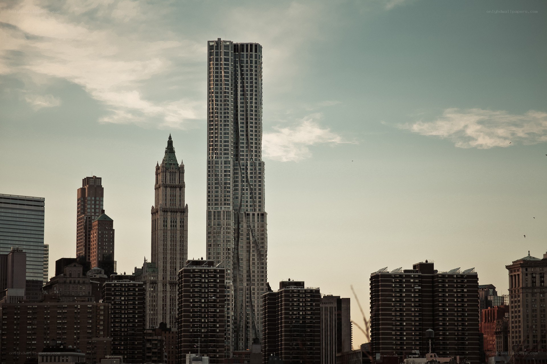 Manhattan skyline with skyscrapers