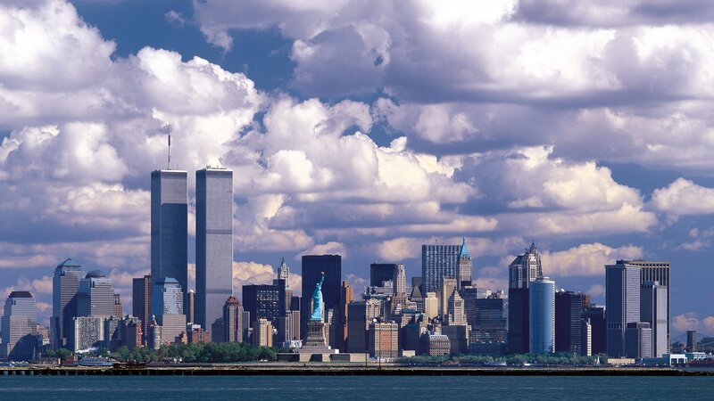 Manhattan skyline with Statue of Liberty