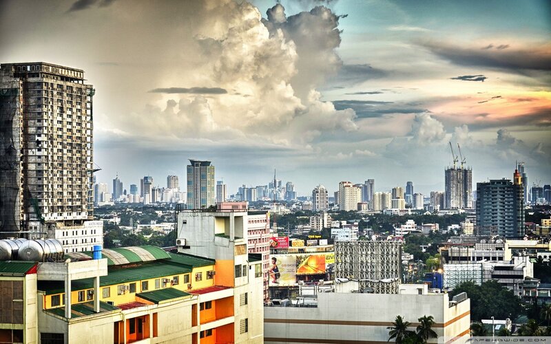 Manila city skyline at dusk