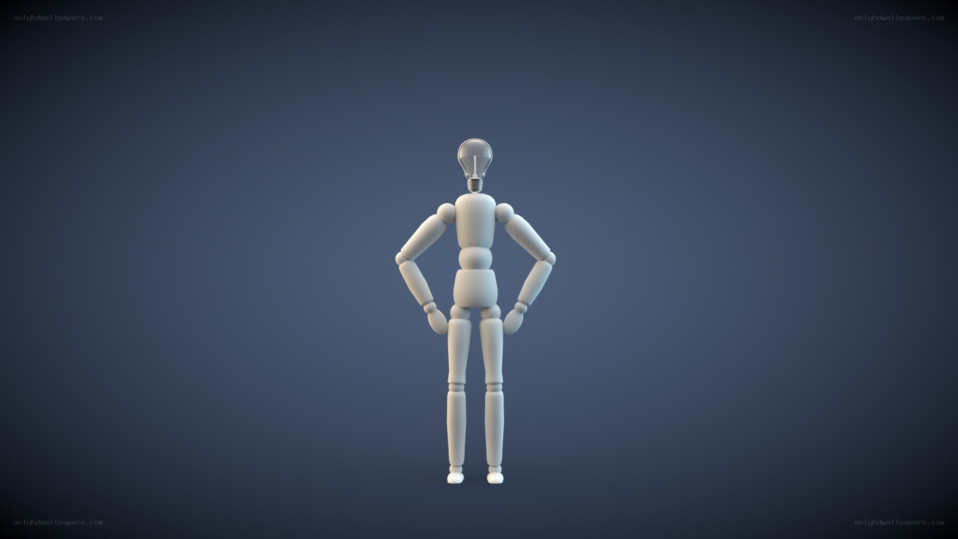 mannequin with light bulb head