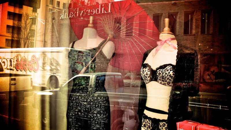 Mannequins in a store window