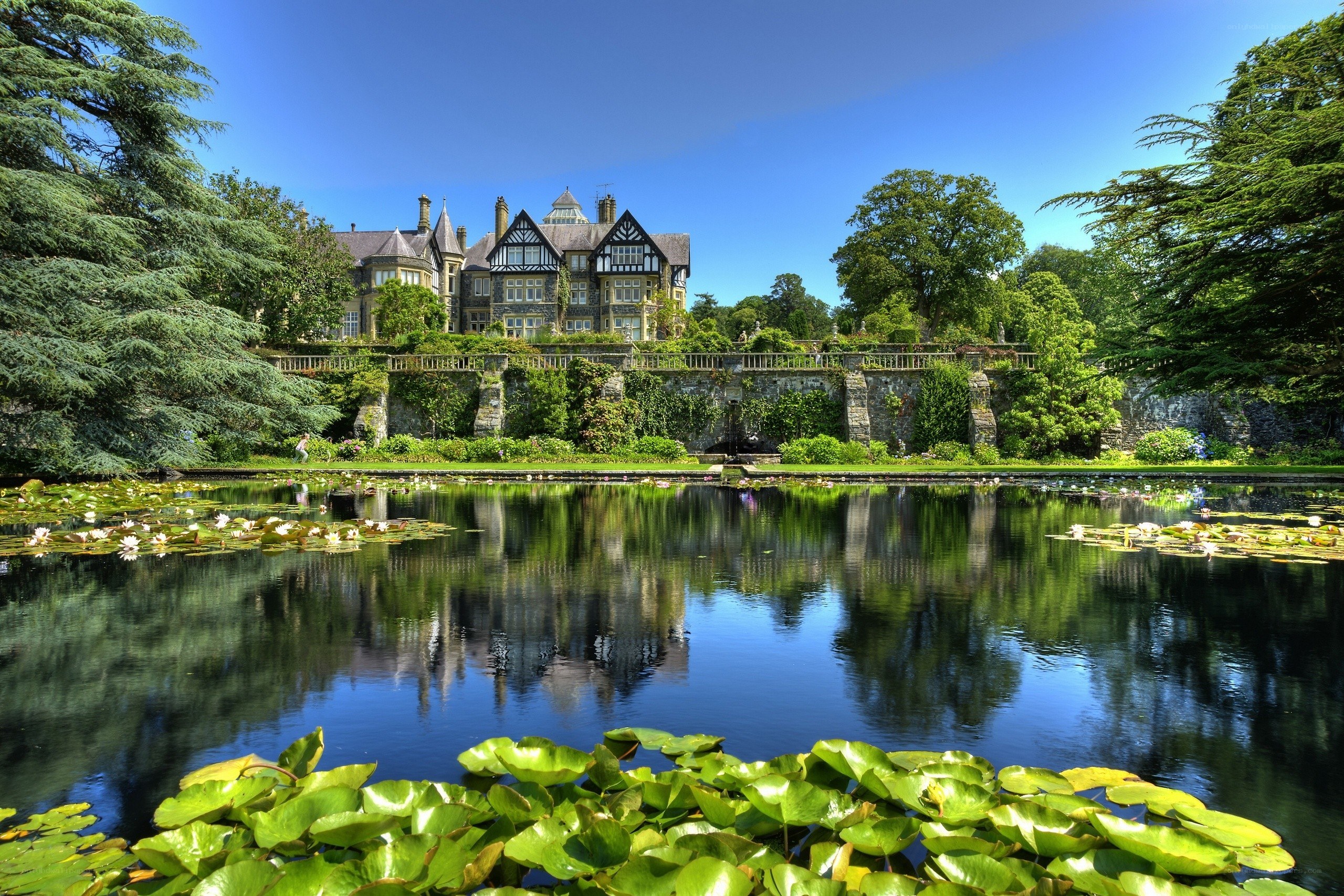 Manor house with lily pond