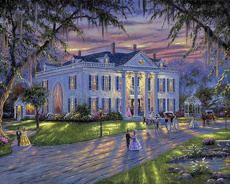 Mansion at Dusk — Purple