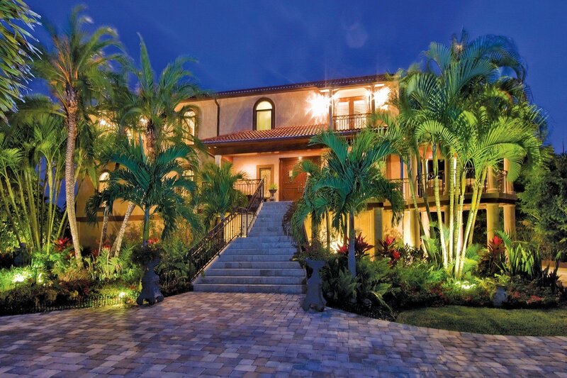 Mansion at Night — Blue, Serene