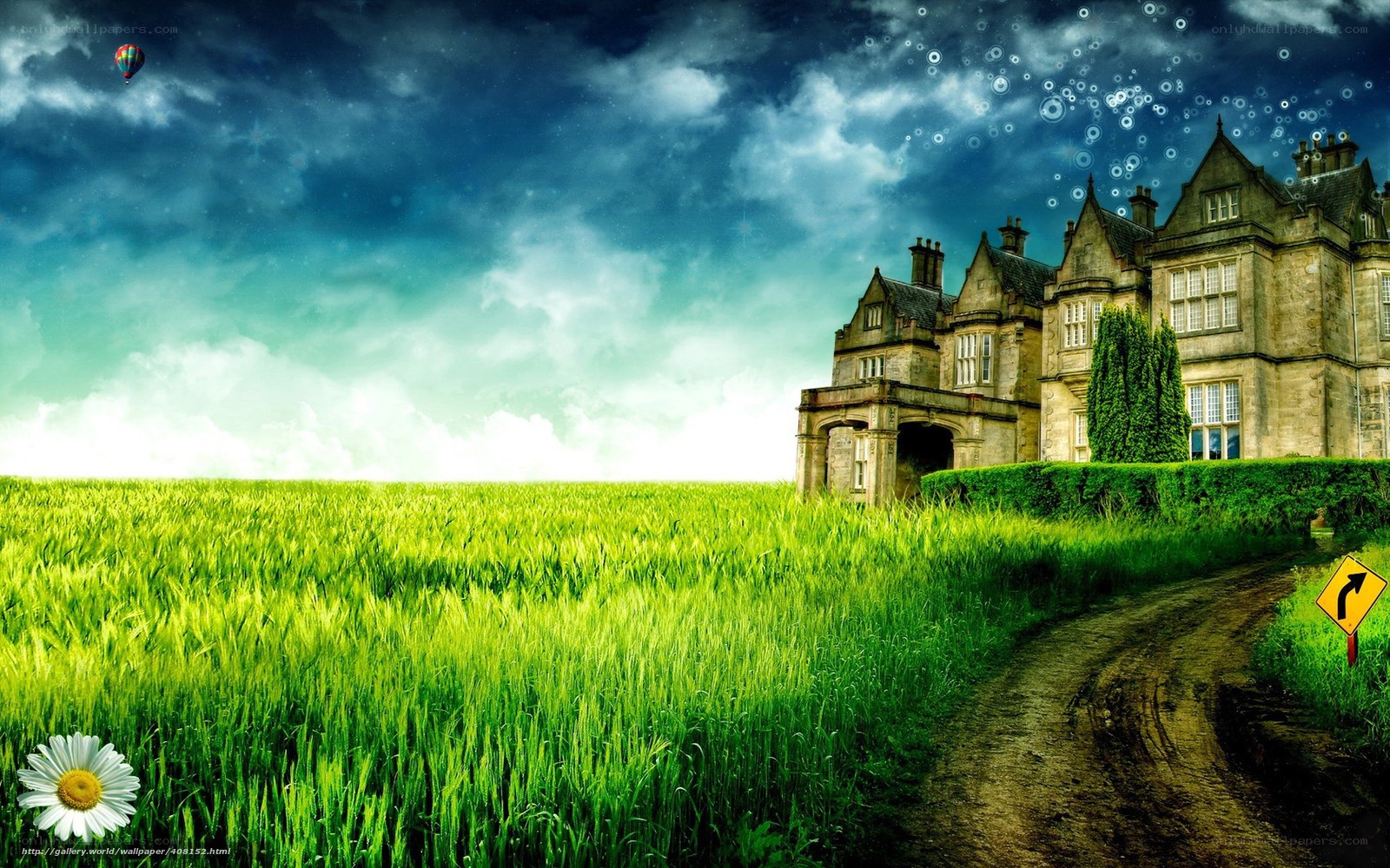 Mansion in a green field