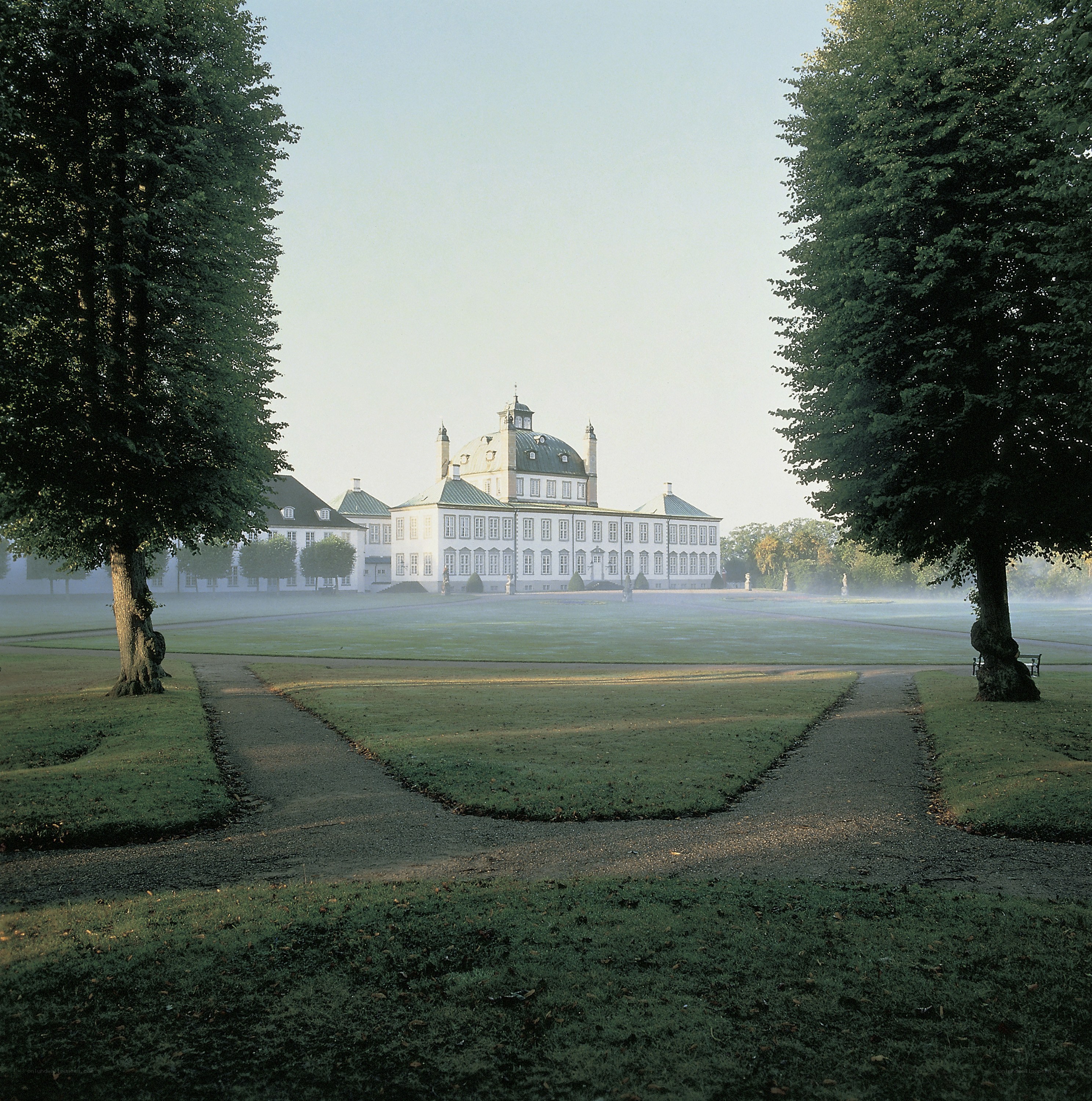 Mansion in a misty park