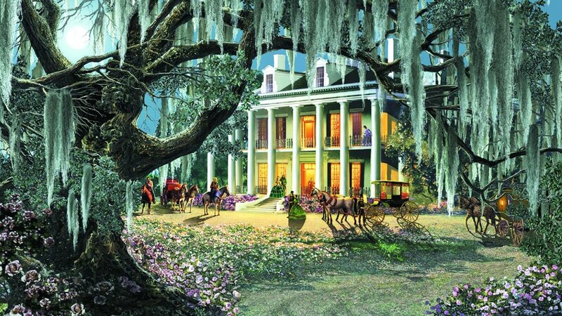 Mansion under Oak Trees — Green