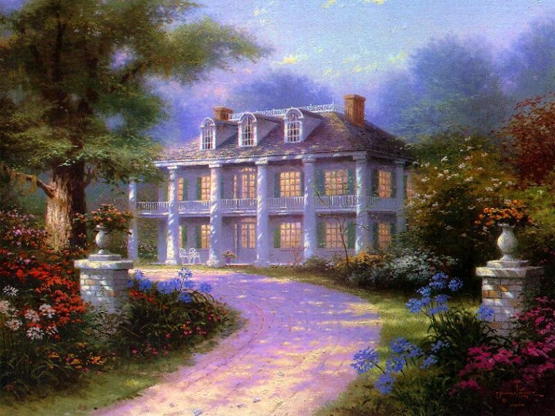 Mansion with garden path