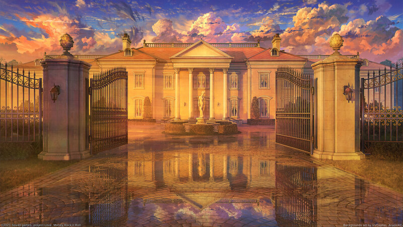 Mansion with Open Gates — Orange
