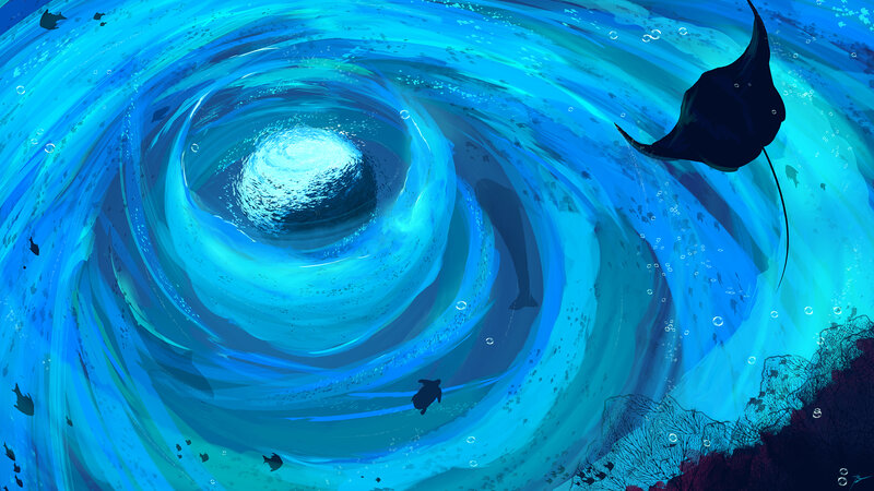 Manta Ray in Ocean Vortex