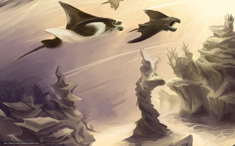 Manta rays in ancient seas