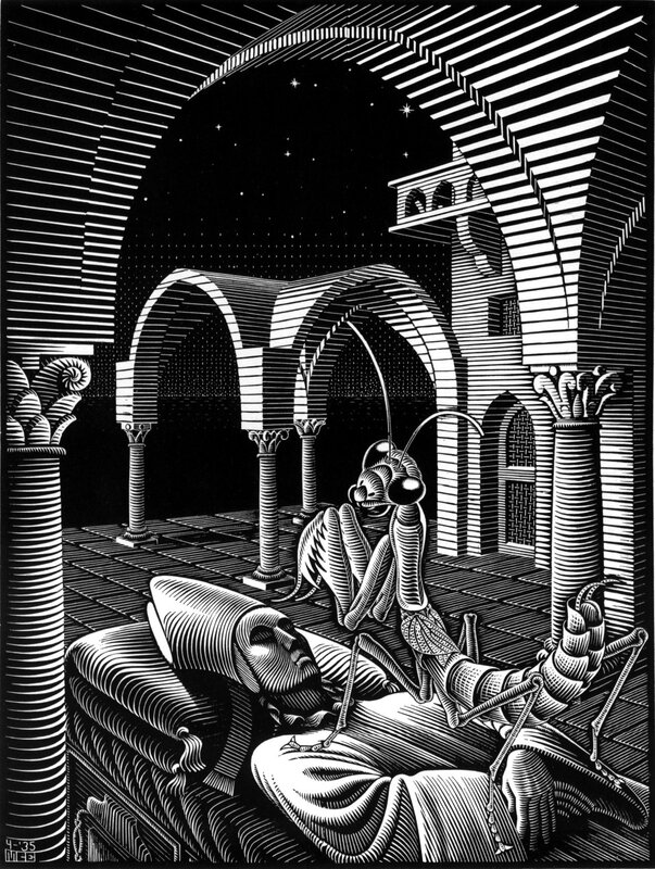 Mantis and the Sleeping Figure