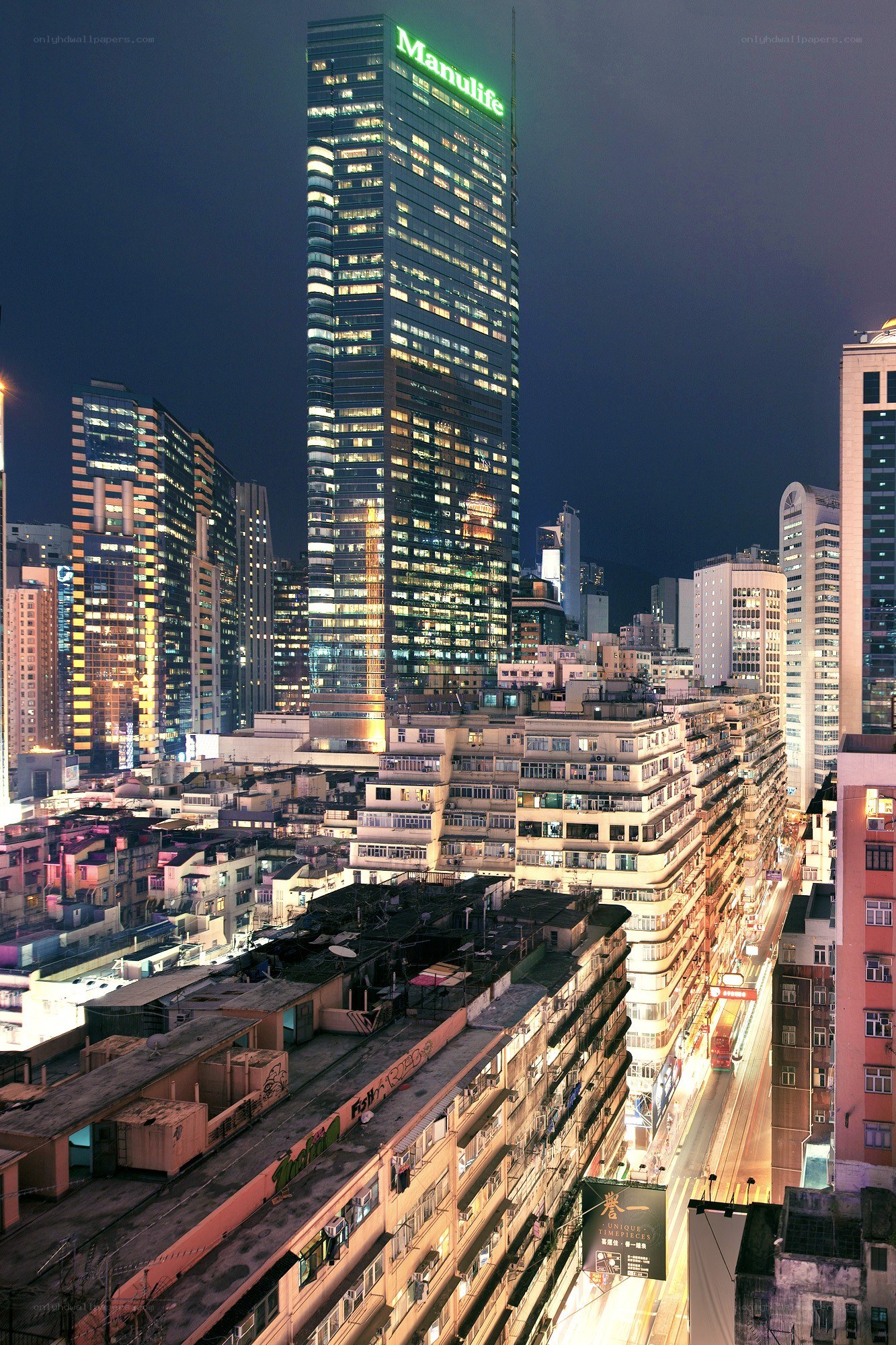 Manulife Tower at night