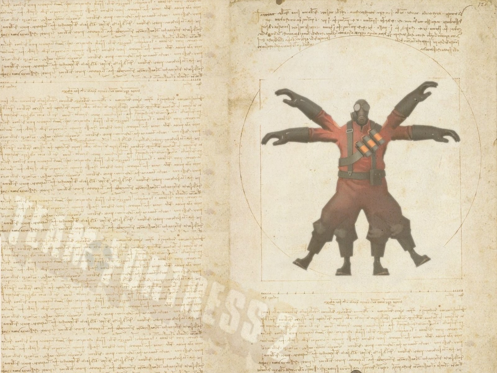 Manuscript with six-armed figure