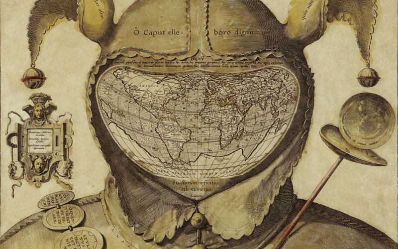 Map in a helmet illustration