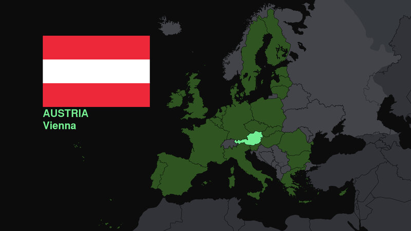 Map of Austria in Europe