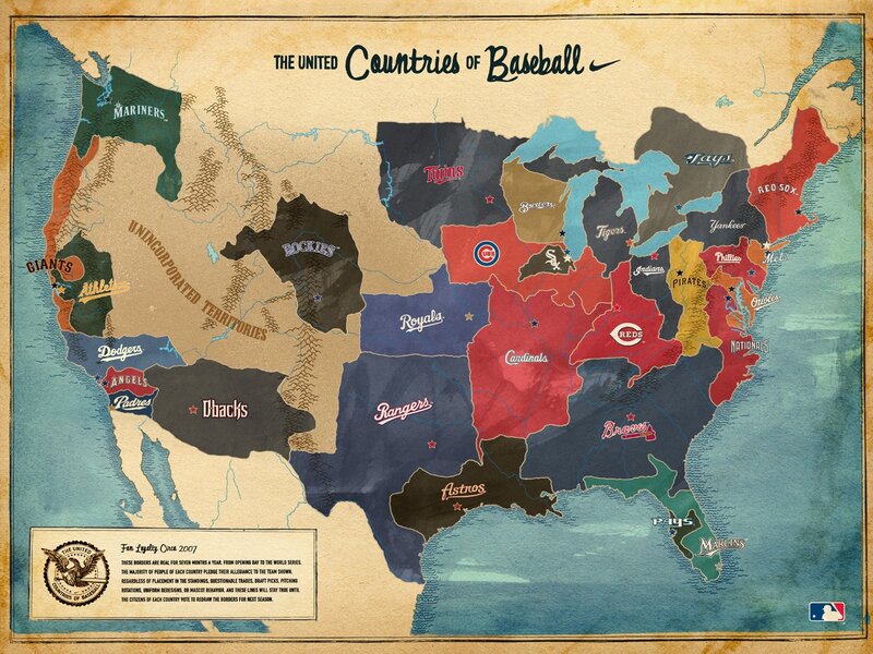 Map of Baseball Teams — Tan