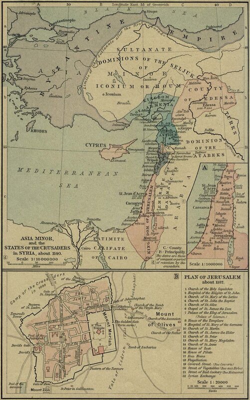 Map of Crusader States and Jerusalem