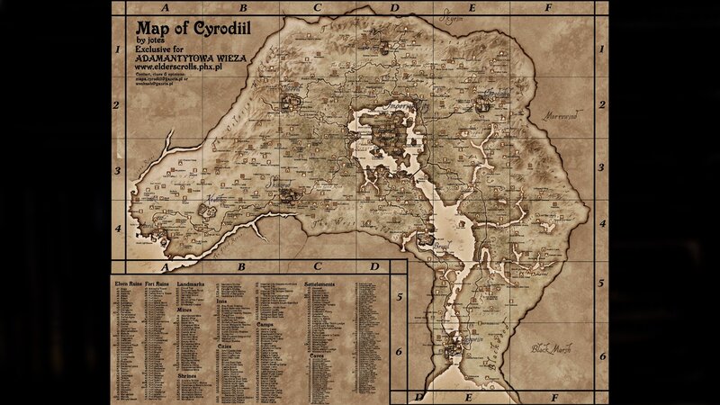 Map of Cyrodiil — Brown, Ancient, Illustration, Grid