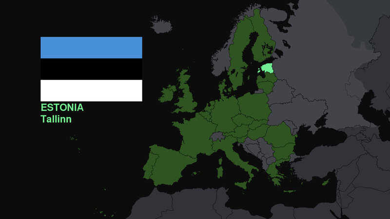 Map of Estonia in Europe