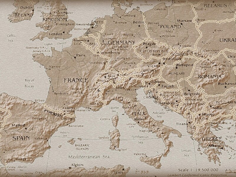 Map of Europe — Brown