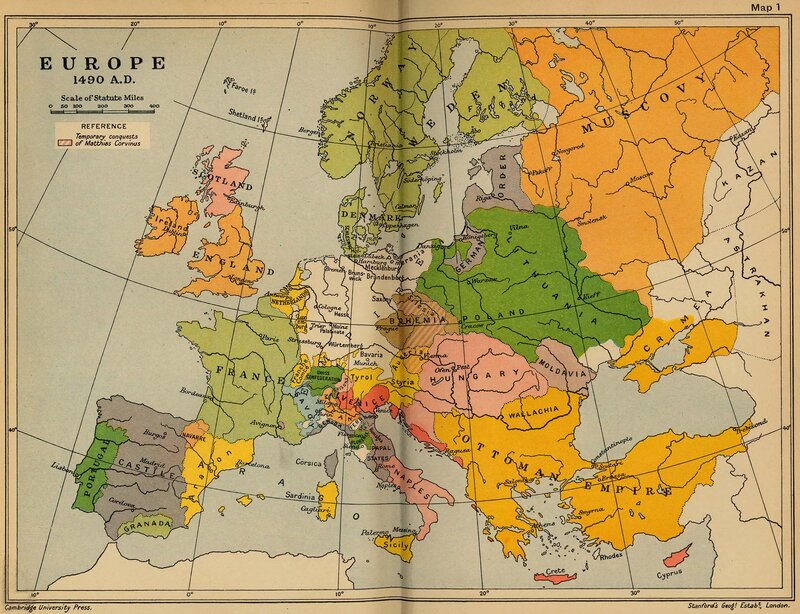 Map of Europe in 1490