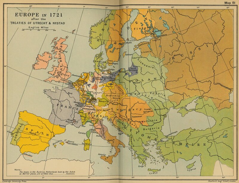 Map of Europe in 1721