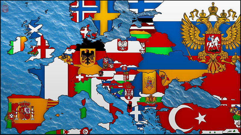 Map of Europe with Flags — Blue