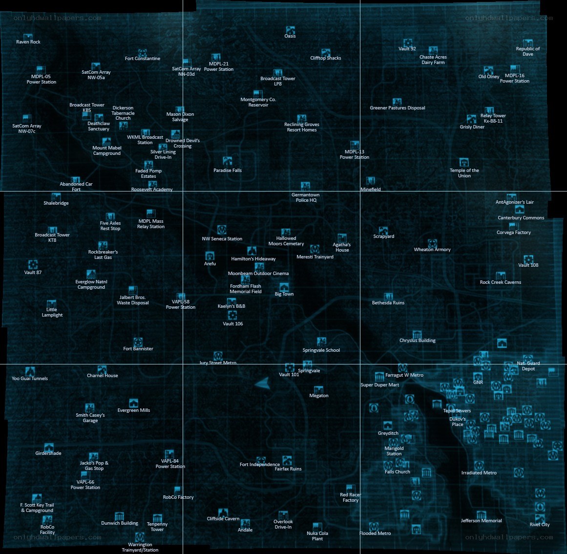 Map of Fallout 4 locations