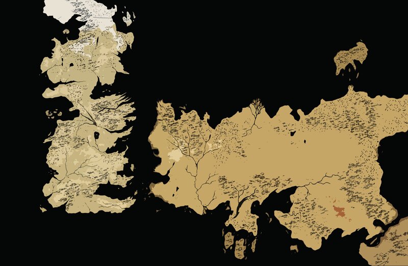 Map of Fictional Continents — Brown, Dramatic