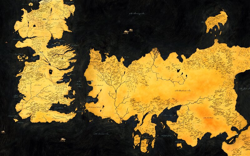 Map of Fictional Continents — Yellow, Dramatic, Illustration