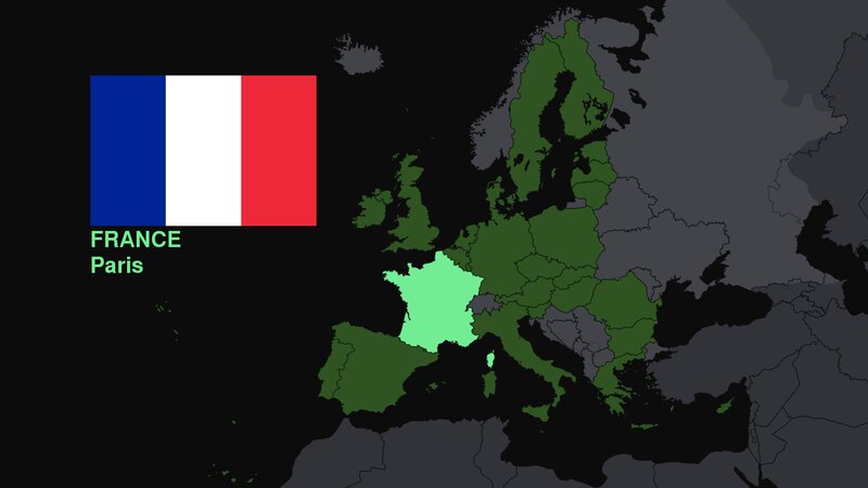 Map of France in Europe