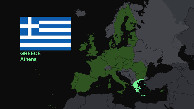 Map of Greece in Europe