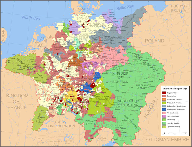 Map of Holy Roman Empire 1648