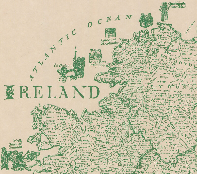 Map of Ireland with historical sites