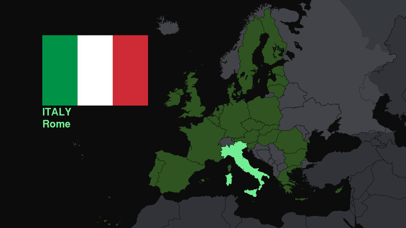 Map of Italy in Europe