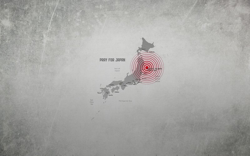Map of Japan with earthquake epicenter