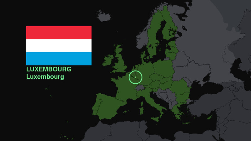 Map of Luxembourg in Europe