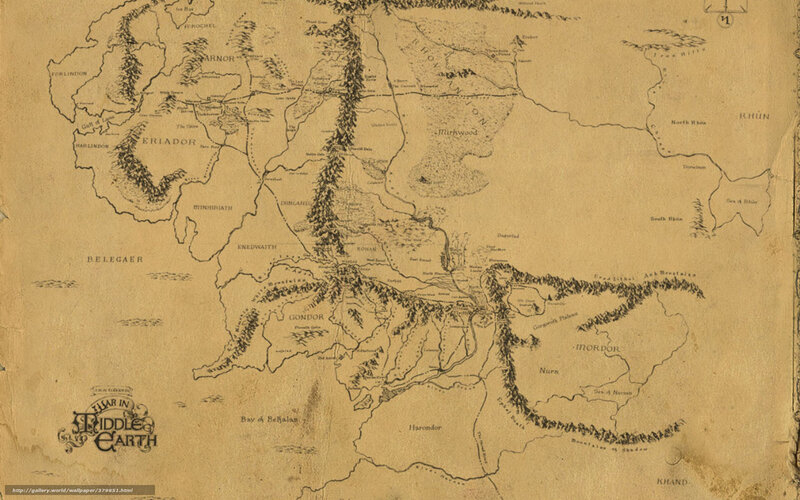 Map of Middle Earth — Brown, Ancient, Illustration, Text