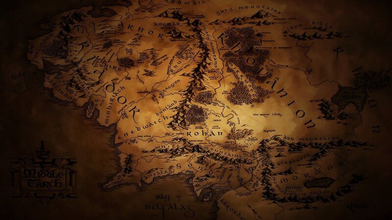 Map of Middle-earth — Brown, Dramatic, Illustration