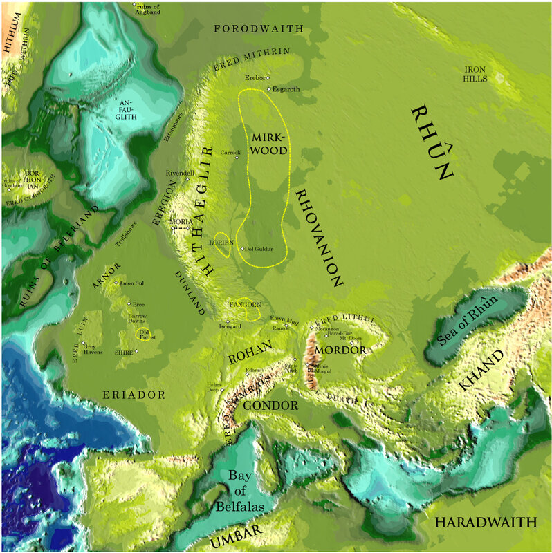 Map of Middle-earth regions